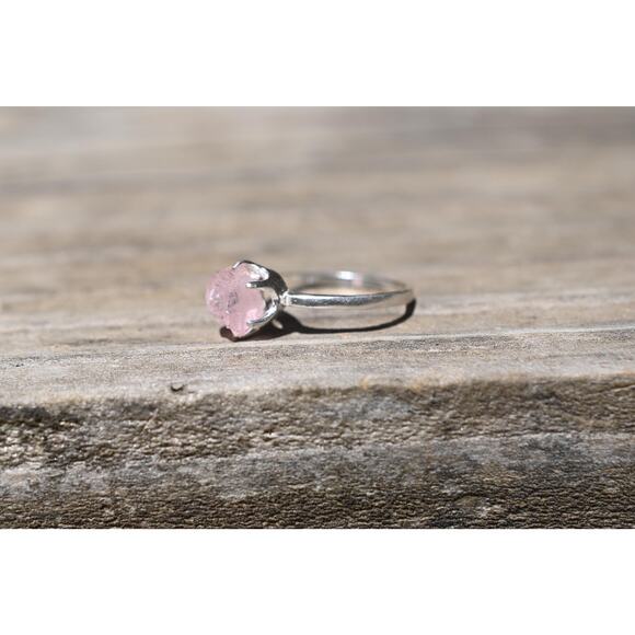 Morganite engagement ring set, raw crystal ring size 3 4 5 6 7 8 9 10 11 12 13 - Picture 8 of 9